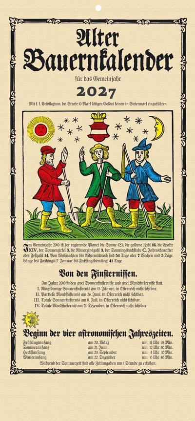 Alter Bauernkalender 2027 