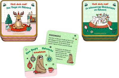 Mitmach-Dosen - Chill doch mal! 24x Yoga im Advent / 24 schnurrige Glückstipps im Advent