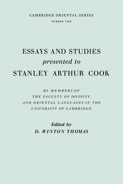 Essays and Studies Presented to Stanley Arthur Cook