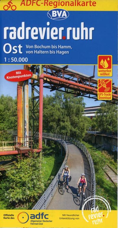 ADFC-Regionalkarte radrevier.ruhr Ost, 1:50.000, reiß- und wetterfest, GPS-Tracks Download