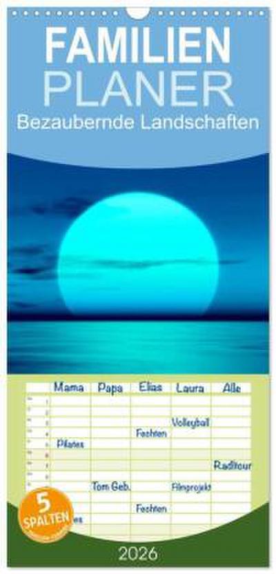 Familienplaner 2026 - Bezaubernde Landschaften mit 5 Spalten (Wandkalender, 21 x 45 cm) CALVENDO