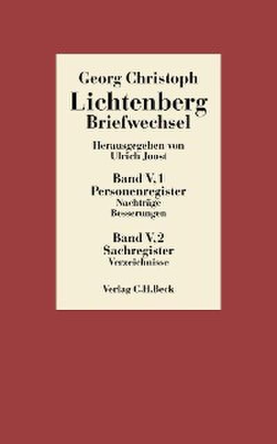 Lichtenberg Briefwechsel  Bd. 5: Register