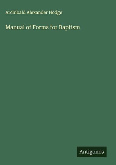 Manual of Forms for Baptism