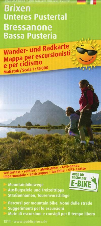 Publicpress Rad- und Wanderkarte Brixen, Unteres Pustertal / Bressanone, Bassa Pusteria 1:35.000