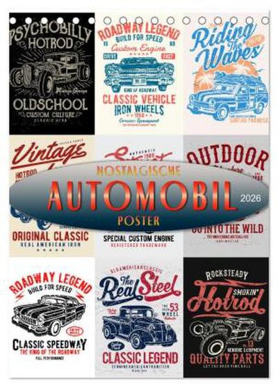 Automobile - nostalgische Poster (Tischkalender 2026 DIN A5 hoch), CALVENDO Monatskalender