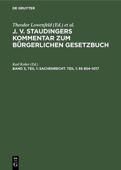 Sachenrecht. Teil 1: §§ 854–1017