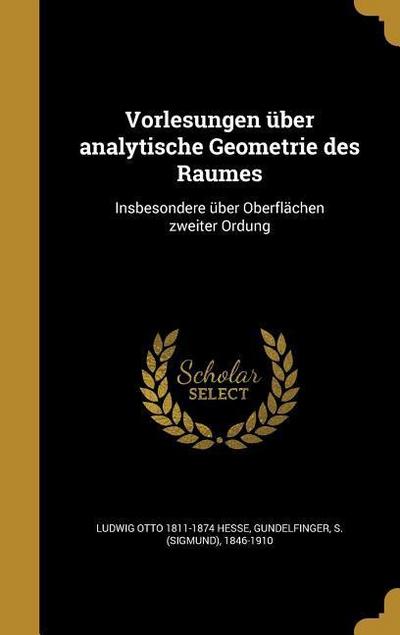 Vorlesungen über analytische Geometrie des Raumes
