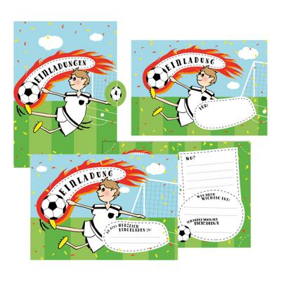 12 Einladungskarten Fußball zum Geburtstag für Jungs inkl. Umschläge 