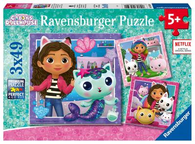 Ravensburger Kinderpuzzle 05659 - Spielzeit mit Gabby - 3x49 Teile Gabby’s Dollhouse Puzzle für Kinder ab 5 Jahren