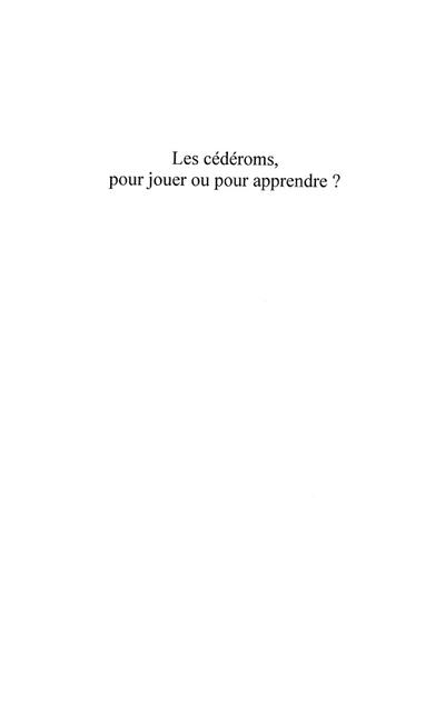 Cederoms pour jouer ou pour apprendre le