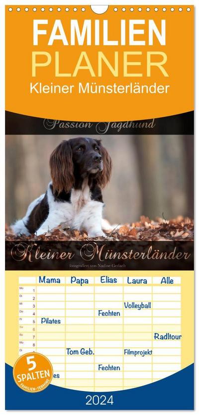 Familienplaner 2024 - Passion Jagdhund - Kleiner Münsterländer mit 5 Spalten (Wandkalender, 21 x 45 cm) CALVENDO