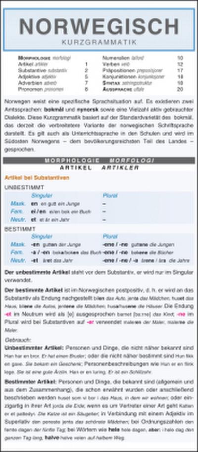 Leporello: Norwegisch Kurzgrammatik - Die komplette Grammatik im Überblick