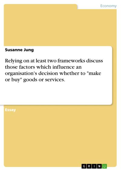 Relying on at least two frameworks discuss those factors which influence an organisation’s decision whether to ’make or buy’ goods or services.