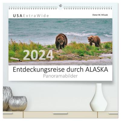 Entdeckungsreise durch ALASKA Panoramabilder (hochwertiger Premium Wandkalender 2024 DIN A2 quer), Kunstdruck in Hochglanz