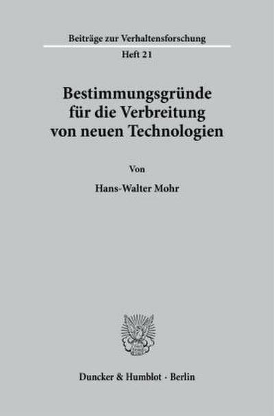 Bestimmungsgründe für die Verbreitung von neuen Technologien.
