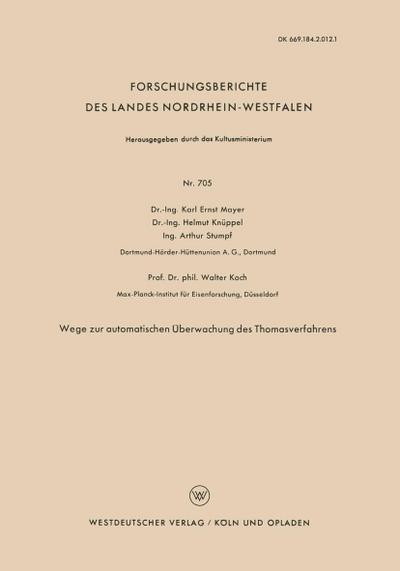 Wege zur automatischen Überwachung des Thomasverfahrens