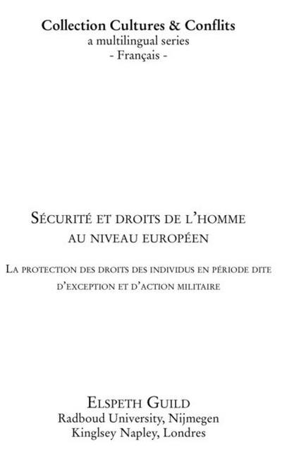 Securite et droits de l’homme au niveau europeen - la protec