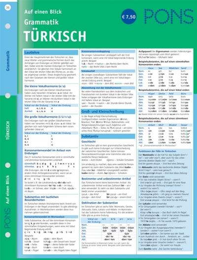 PONS Grammatik auf einen Blick Türkisch: kompakte Übersicht, Grammatikregeln nachschlagen (PONS Auf einen Blick)