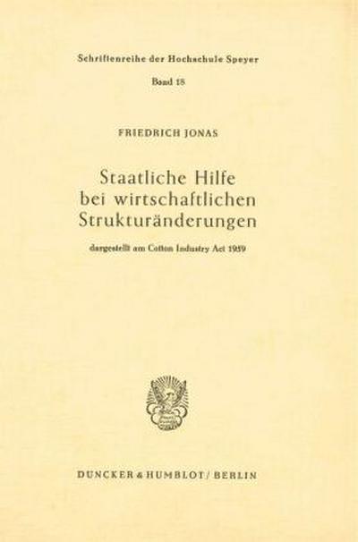 Staatliche Hilfe bei wirtschaftlichen Strukturänderungen