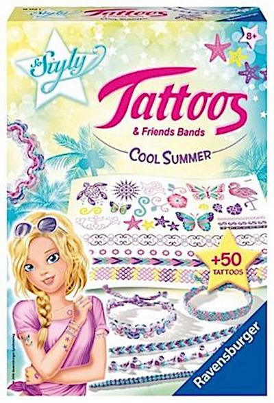 Ravensburger 18320 Tattoos & Friendsbands: Cool Summer - Freche Freundschaftsbänder aus bunten Garnen und Tattoos, DIY für Kinder ab 8 Jahren