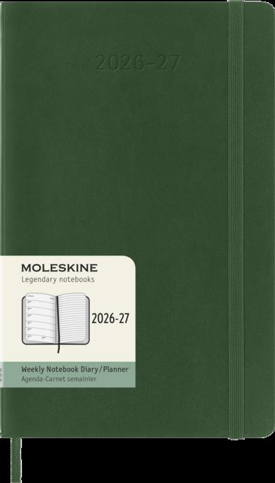 Moleskine 18 Monate Wochen Notizkalender 2026/2027, L/A5, 1 Wo = 1 Seite, rechts linierte Seite, weicher Einband, Myrtengrün<BR>