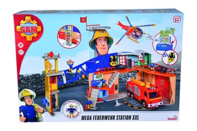 Simba 109251059 - Feuerwehrmann Sam MegaFeuerwehrstation XXL große Feuerwehrwache inklusive Sam Spielfigur, mit Licht, Sound und Funkgerät, für Kinder ab 3 Jahren