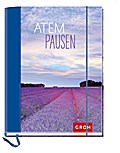 Atempausen 2016: Terminplaner mit Einstecktasche, Leseband, Gummibandverschluss, 12 Postkarten und 2-seitigem Wochenkalendarium