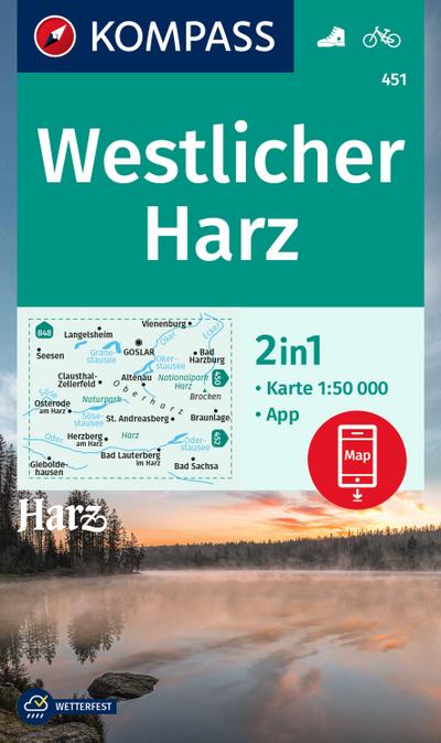 KOMPASS Wanderkarte 451 Westlicher Harz 1:50.000