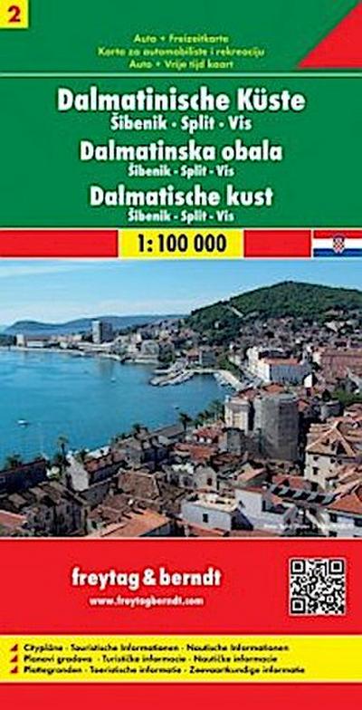 FuB Dalmatinische Küste 02.  Sibenik - Split - Vis 1 : 100 000