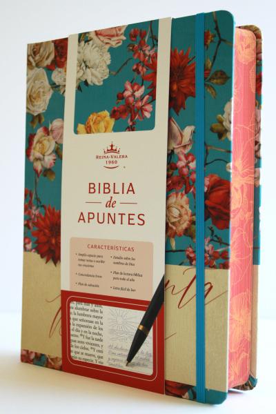 Biblia de Apuntes Rvr 1960 Tapa Dura, Azul Celeste Con Flores (Edición Cantos Pintados) / Spanish Journalling Bible Rvr 1960 Hardcover Light Blue with Flowers