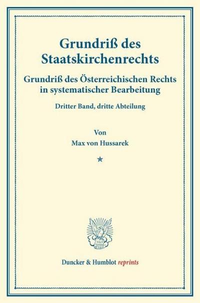 Grundriß des Staatskirchenrechts.
