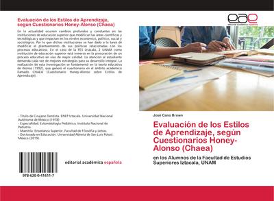 Evaluación de los Estilos de Aprendizaje, según Cuestionarios Honey-Alonso (Chaea)