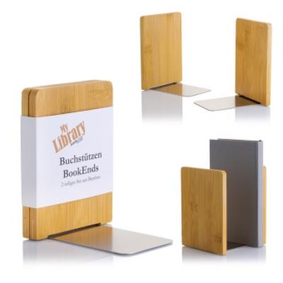 MyLibrary Buchstützen 2er Set - Holz & Edelstahl - Bookends