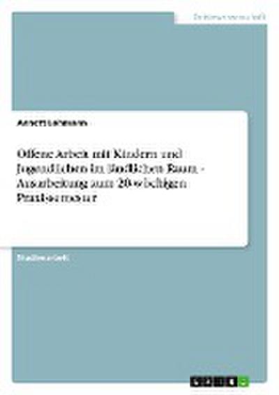 Offene Arbeit mit Kindern und Jugendlichen im ländlichen Raum - Ausarbeitung zum 20-wöchigen Praxissemester - Annett Lohmann