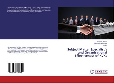 Subject Matter Specialist¿s and Organisational Effectiveness of KVKs