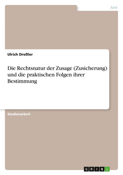 Die Rechtsnatur der Zusage (Zusicherung) und die praktischen Folgen ihrer Bestimmung
