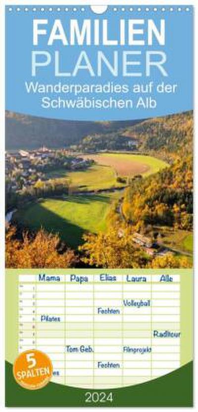 Familienplaner 2026 - Das Donautal - Wanderparadies auf der Schwäbischen Alb mit 5 Spalten (Wandkalender, 21 x 45 cm) CALVENDO