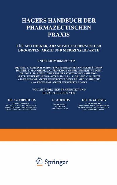 Hagers Handbuch der Pharmazeutischen Praxis