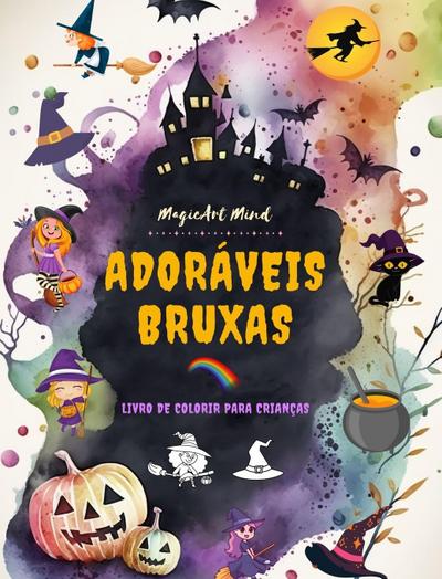 Adoráveis bruxas | Livro de colorir para crianças | Cenas criativas e divertidas do mundo de fantasia da bruxaria