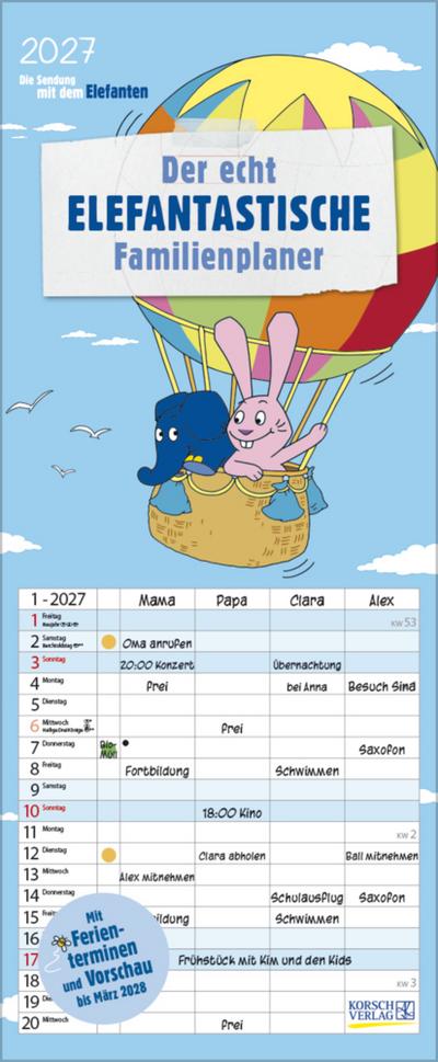 Der echt elefantastische Familienplaner 2027
