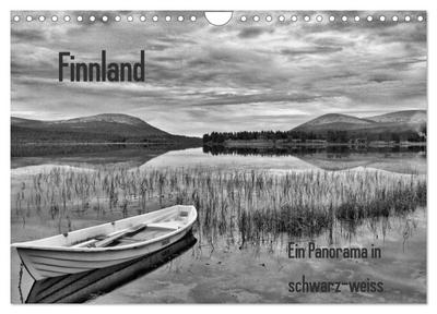Finnland Panorama in schwarz-weiss (Wandkalender 2024 DIN A4 quer), CALVENDO Monatskalender