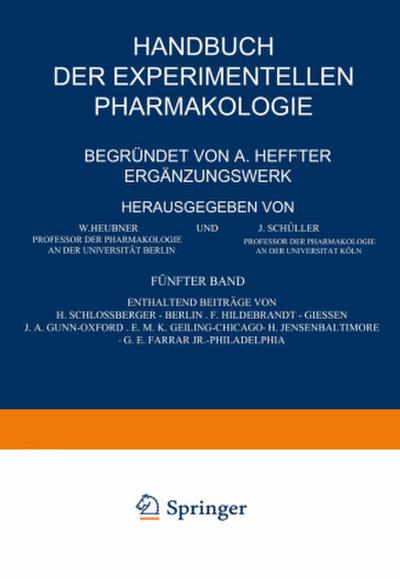 Handbuch der Experimentellen Pharmakologie - Ergänzungswerk