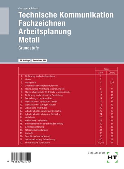 Technische Kommunikation, Fachzeichnen, Arbeitsplanung Metall Grundstufe