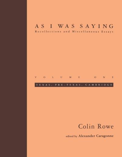 As I Was Saying, Volume 1