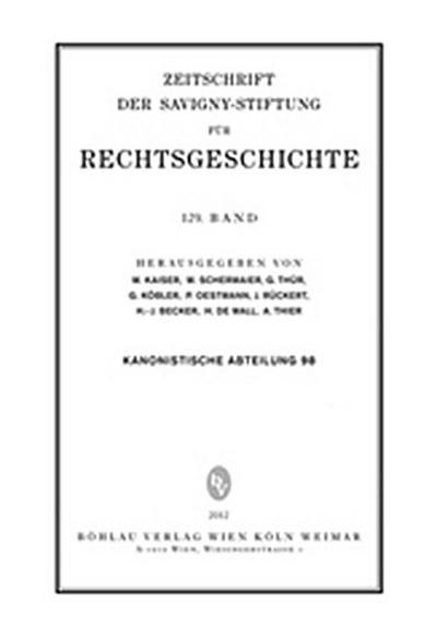 ZRG Kanonistische Abteilung 98.Band (2012)