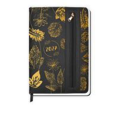 Wochenplaner A5 mit Tasche Flowers black 2027