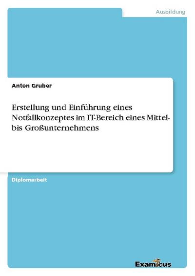 Erstellung und Einführung eines Notfallkonzeptes im IT-Bereich eines Mittel- bis Großunternehmens