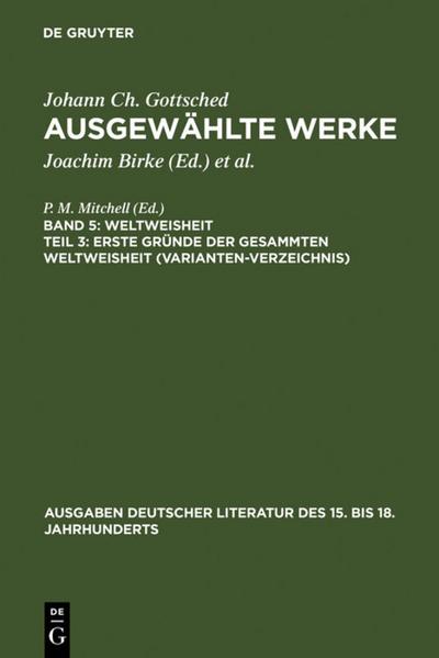 Erste Gründe der gesammten Weltweisheit (Variantenverzeichnis)