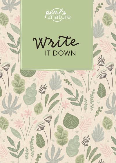 Write It Down . Nachhaltiges Notizbuch in A5 mit Hardcover und Pflanzen-Motiv