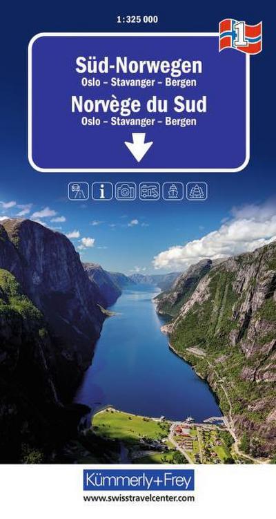 Kümmerly+Frey Regional-Strassenkarte 1 Süd-Norwegen 1:325.000